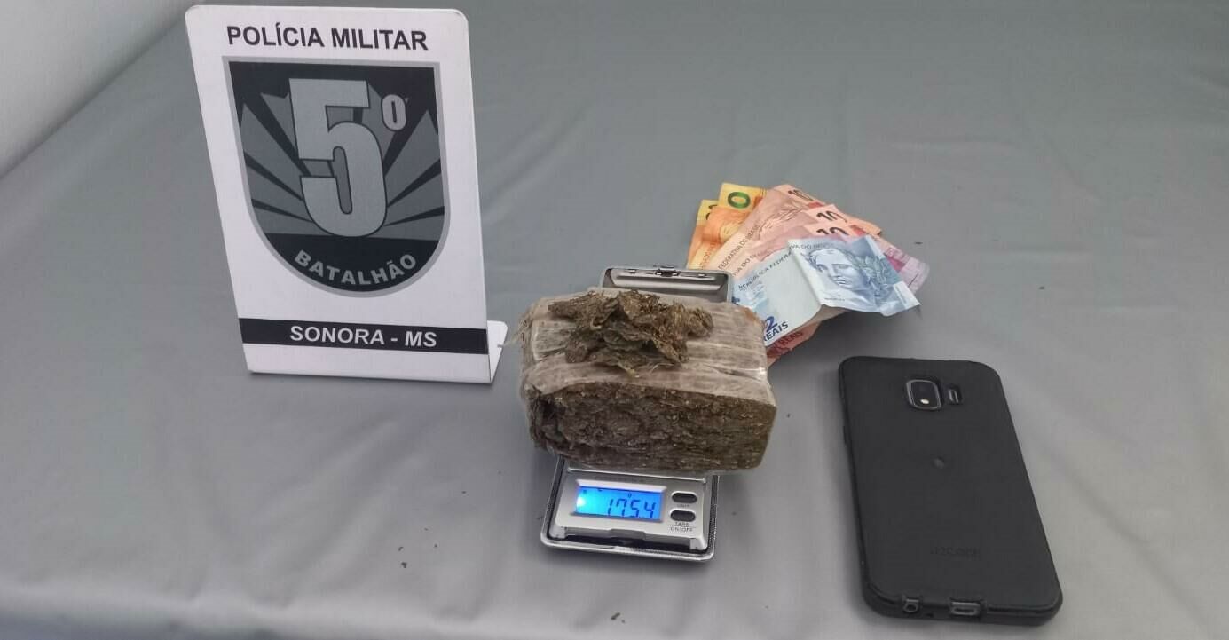 Imagem de compartilhamento para o artigo Polícia Militar prende suspeito de 28 anos por tráfico em Sonora da MS Todo dia